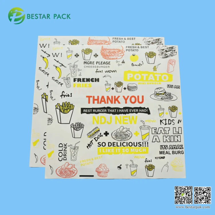 Fodere per alimenti in carta per hamburger stampate a colori personalizzate